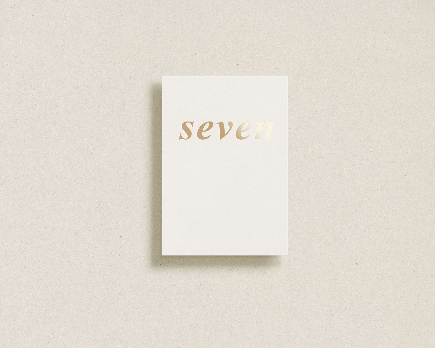 'seven' gold foil greeting card