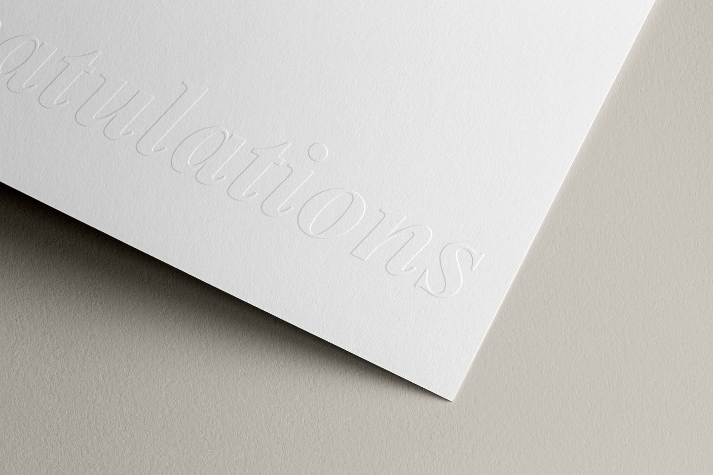 minimal 'congratulations' card with embossed words