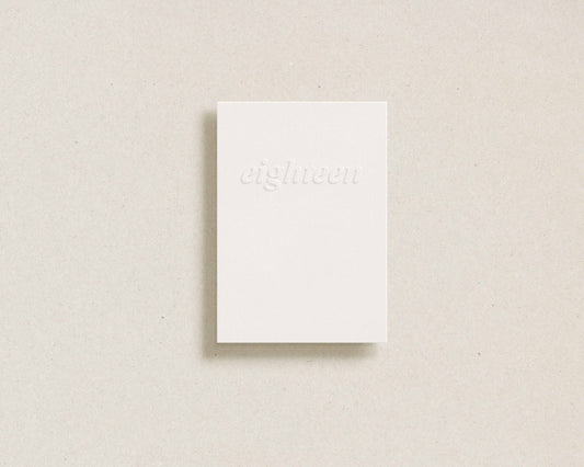 'eighteen' embossed greeting card