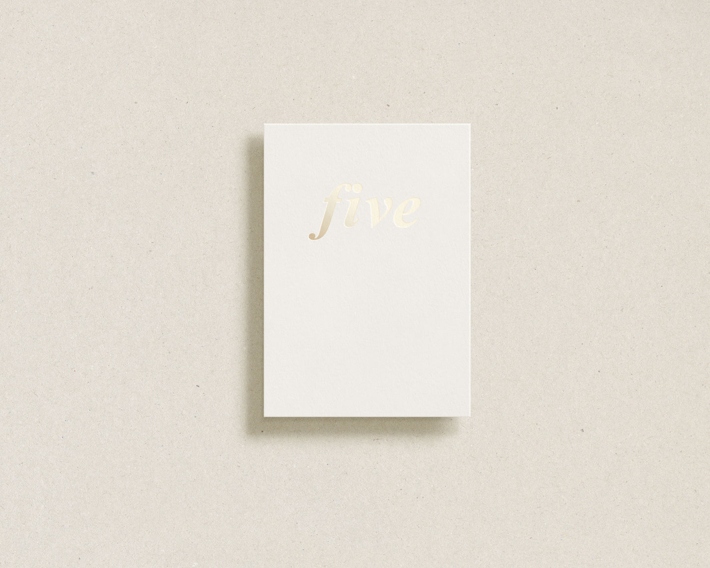 'five' gold foil greeting card