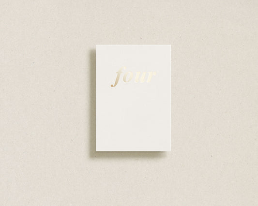 'four' gold foil greeting card