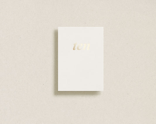 'ten' gold foil greeting card